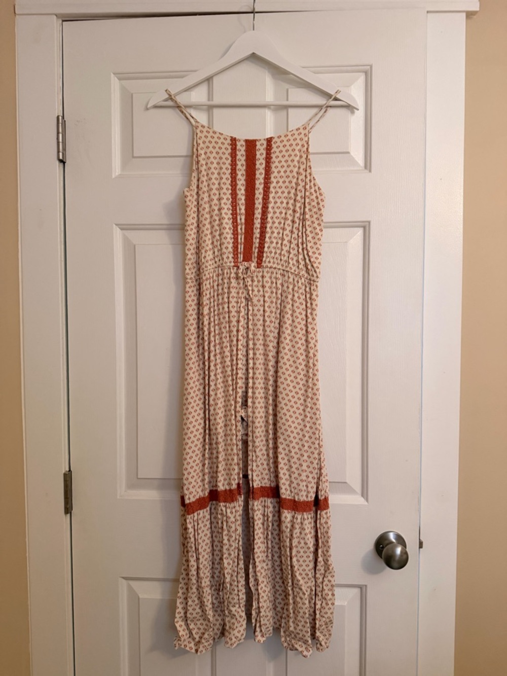 Boho Cream and Rust Romper Dress